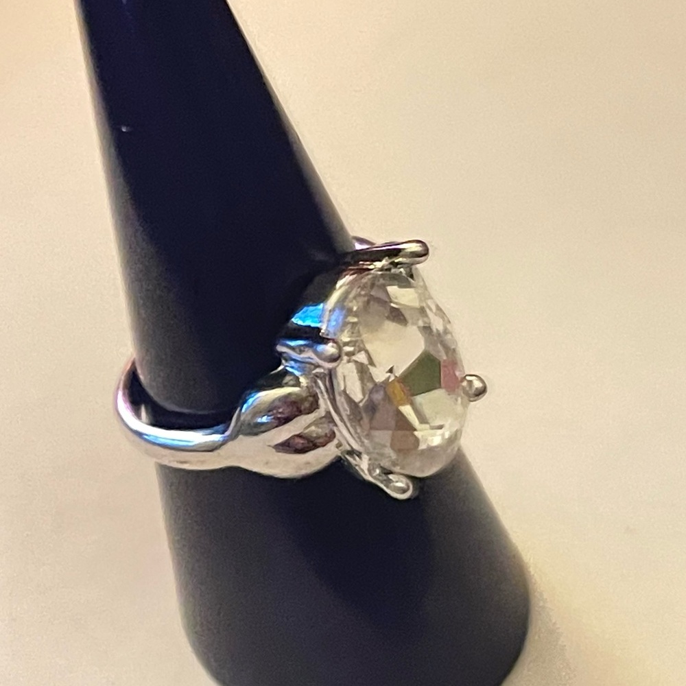 New Silver Maximalist 3.3ct White Sapphire Lux Statement Cocktail Ring - Picture 6 of 11